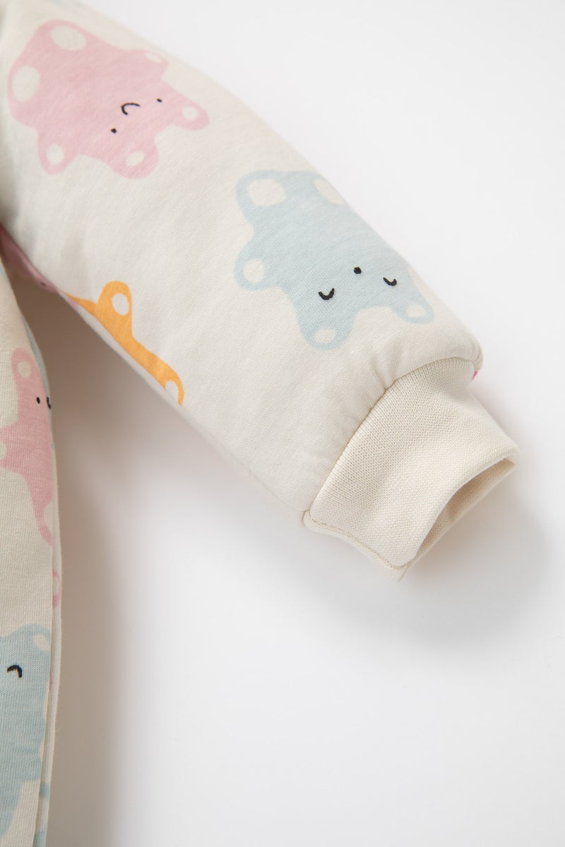 DeFacto White BabyGirl Baby Girl Newborn Zip-Up 1,6 Tog Fiber Patterned Cotton Jumpsuit Casual - Image 4